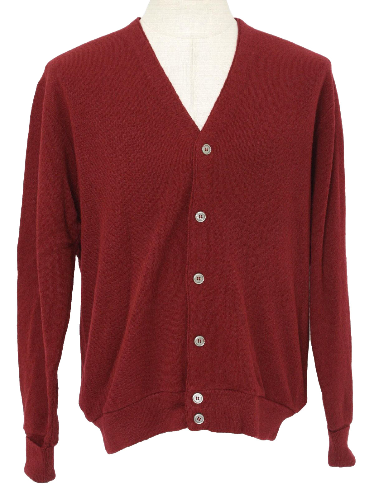 Retro 70's Caridgan Sweater: 70s -The Fox Collection- Mens maroon ...