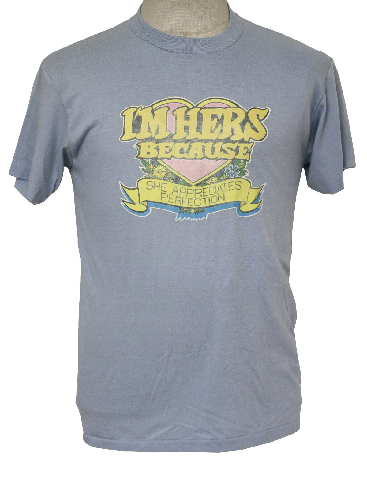 Seventies Vintage T Shirt: 70s -Sport T- Mens light blue, yellow, faded ...