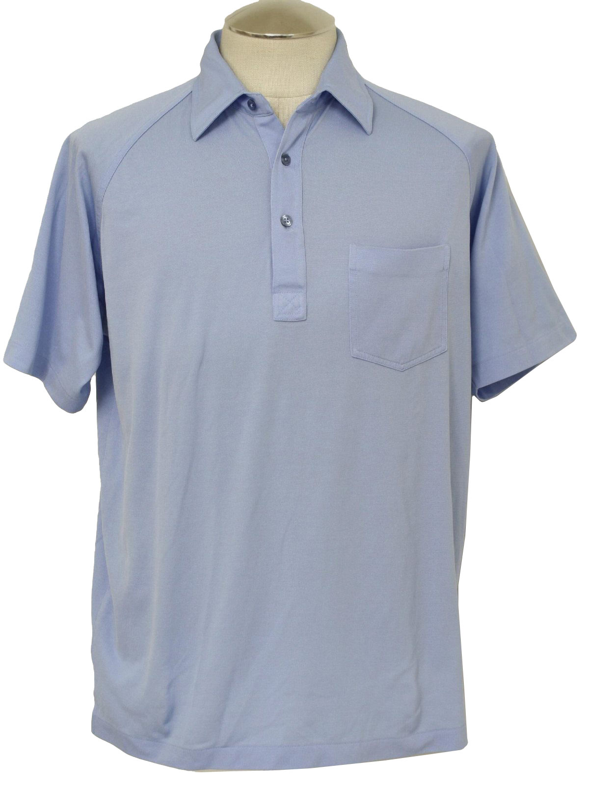 1980's Retro Shirt: 80s -Palmland- Mens light blue cotton polyester ...