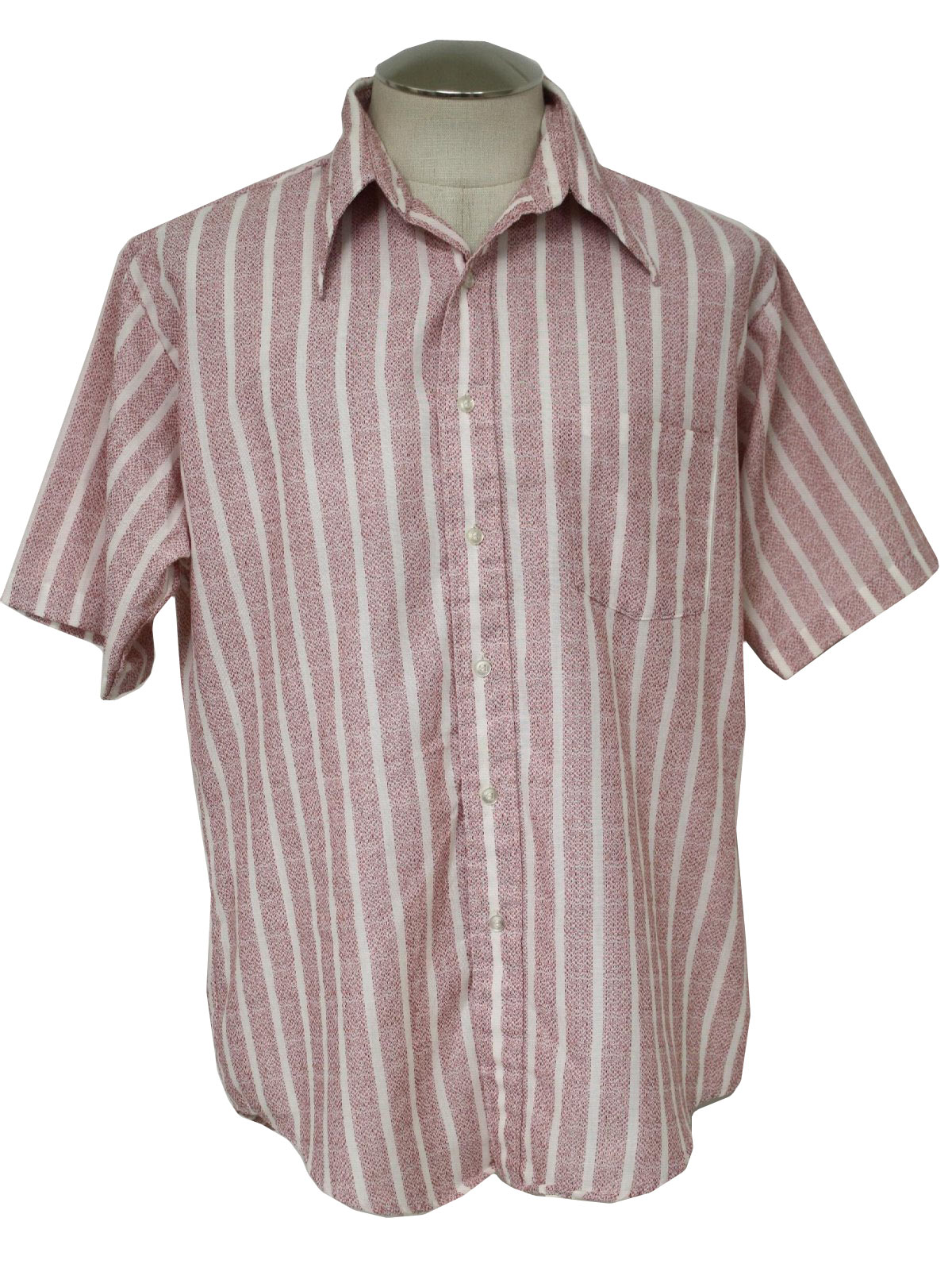 70s Retro Shirt: 70s -Puritan- Mens pink and white cotton polyester ...