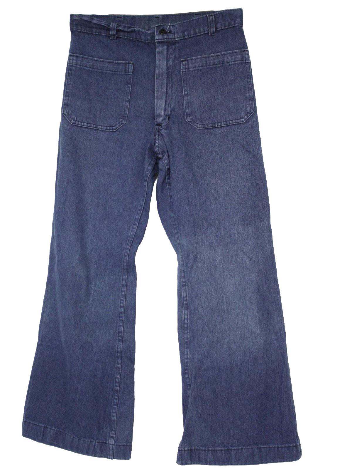 Vintage 1970's Bellbottom Pants: 70s -Navdungaree- Mens faded blue ...