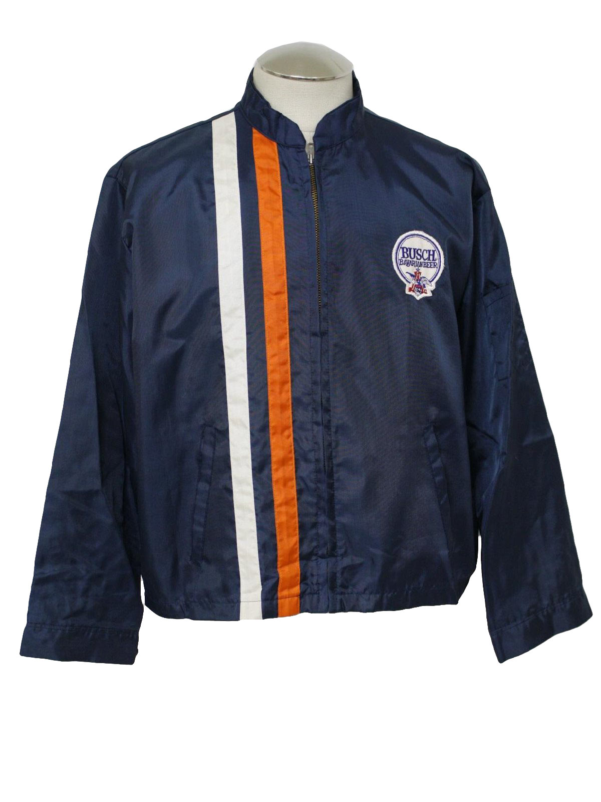 60s Retro Jacket: 60s -Unitog- Mens navy blue, white, red striped nylon ...