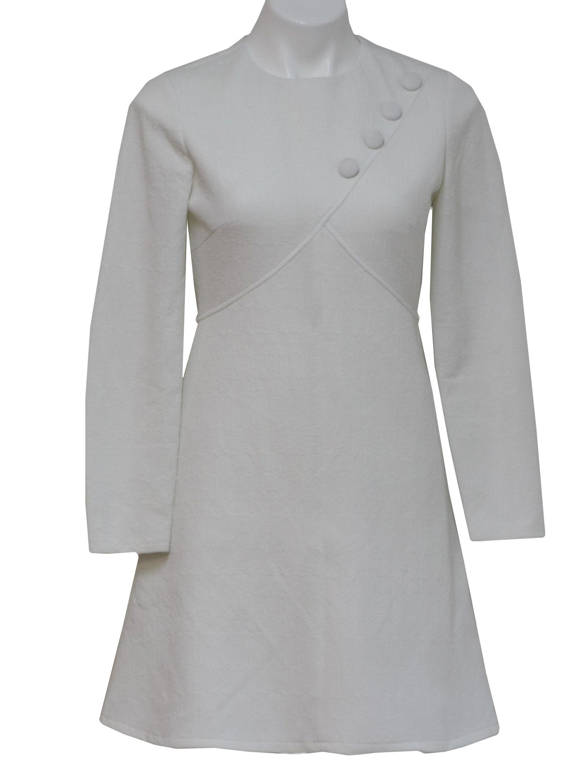Vintage 60s Mod White Textured Knit Long Sleeve Micro Mini Dress – KCO  VINTAGE