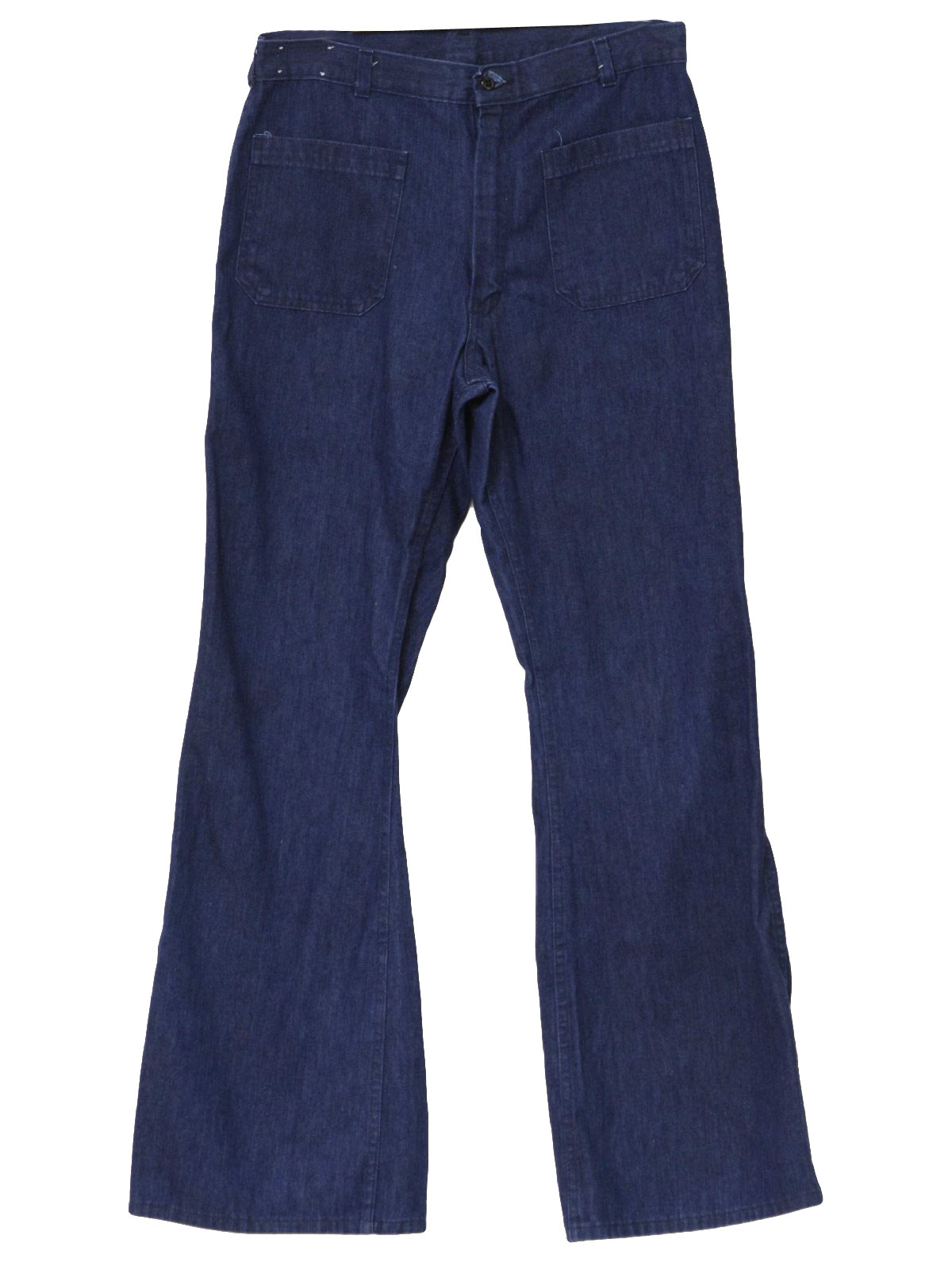 Vintage 70s Bellbottom Pants: 70s -NavDungaree- Mens dark blue cotton ...