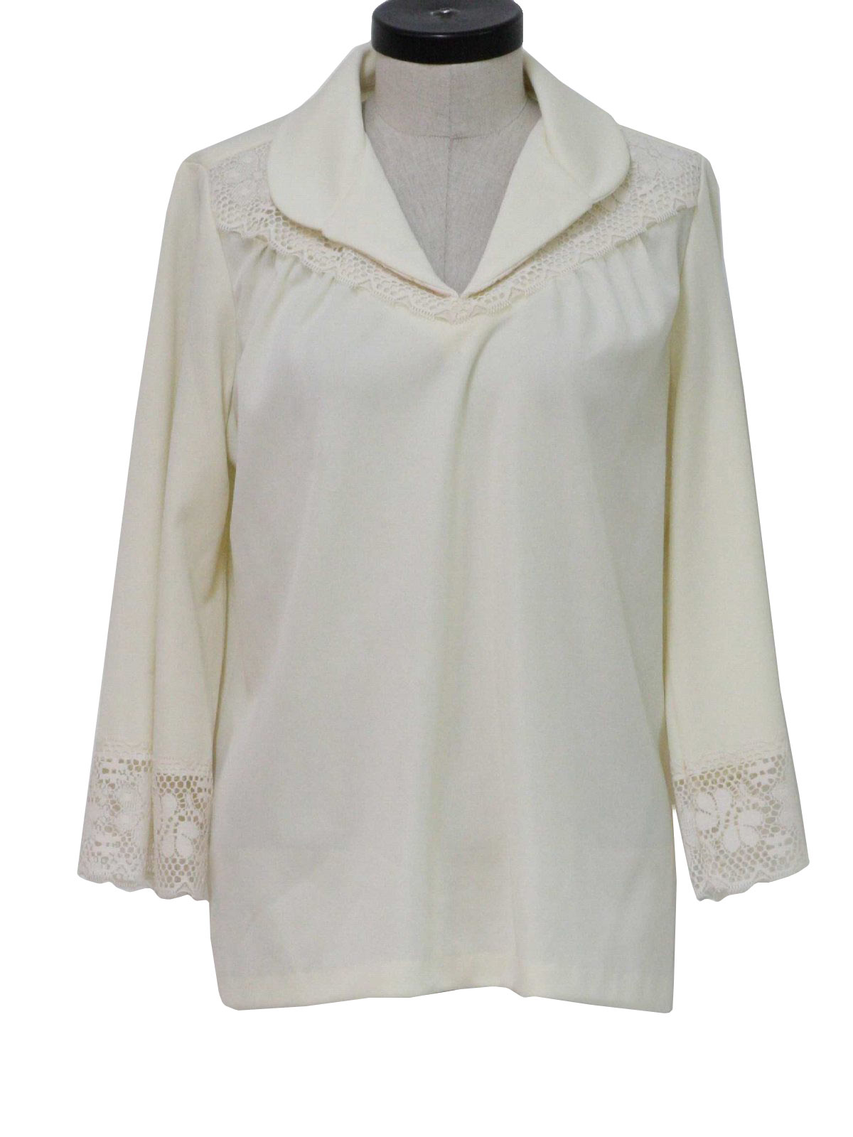 70s Shirt (Fabric Label): 70s -Fabric Label- Womens white cream ...