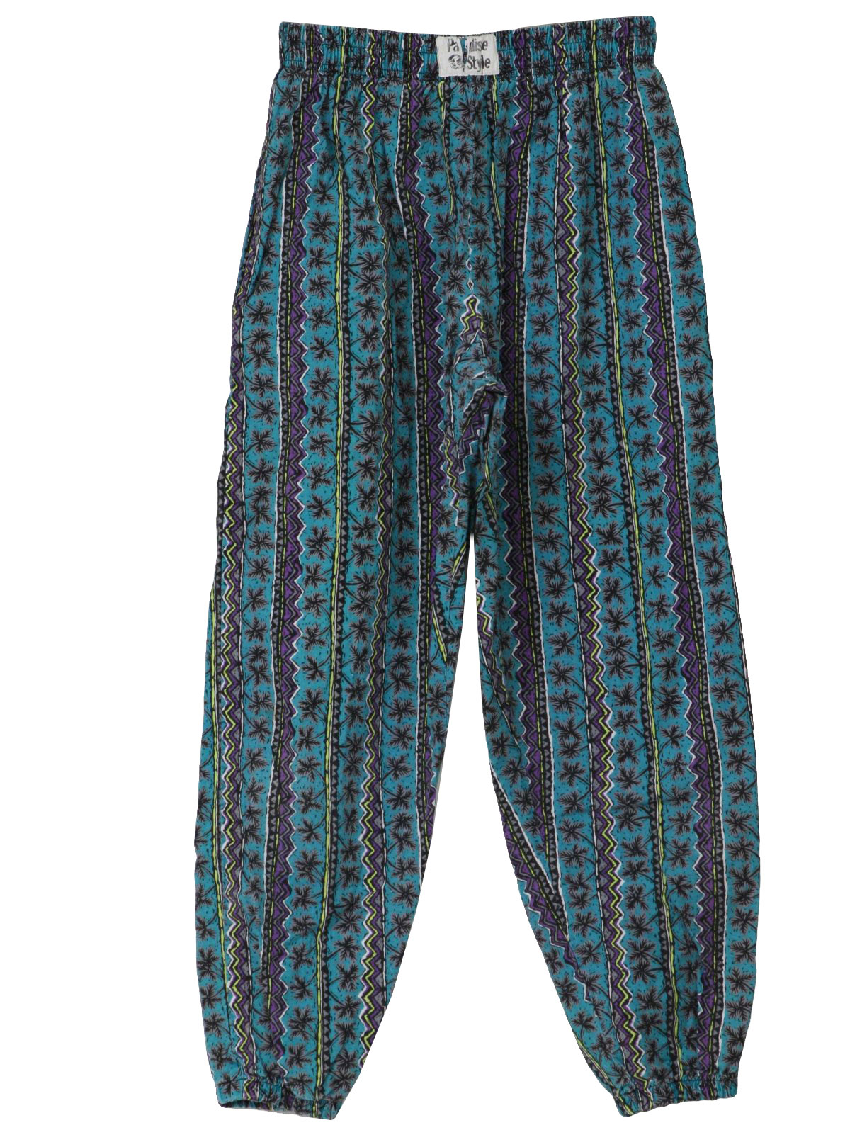 Retro 80's Pants: 80s -Paradise Style- Mens teal green, black