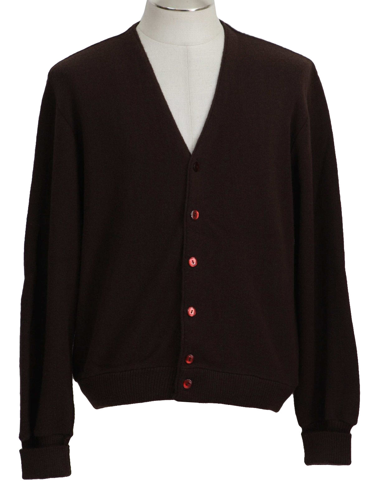 80's Vintage Caridgan Sweater: 80s- JC Penney- Mens dark brown acrylic ...