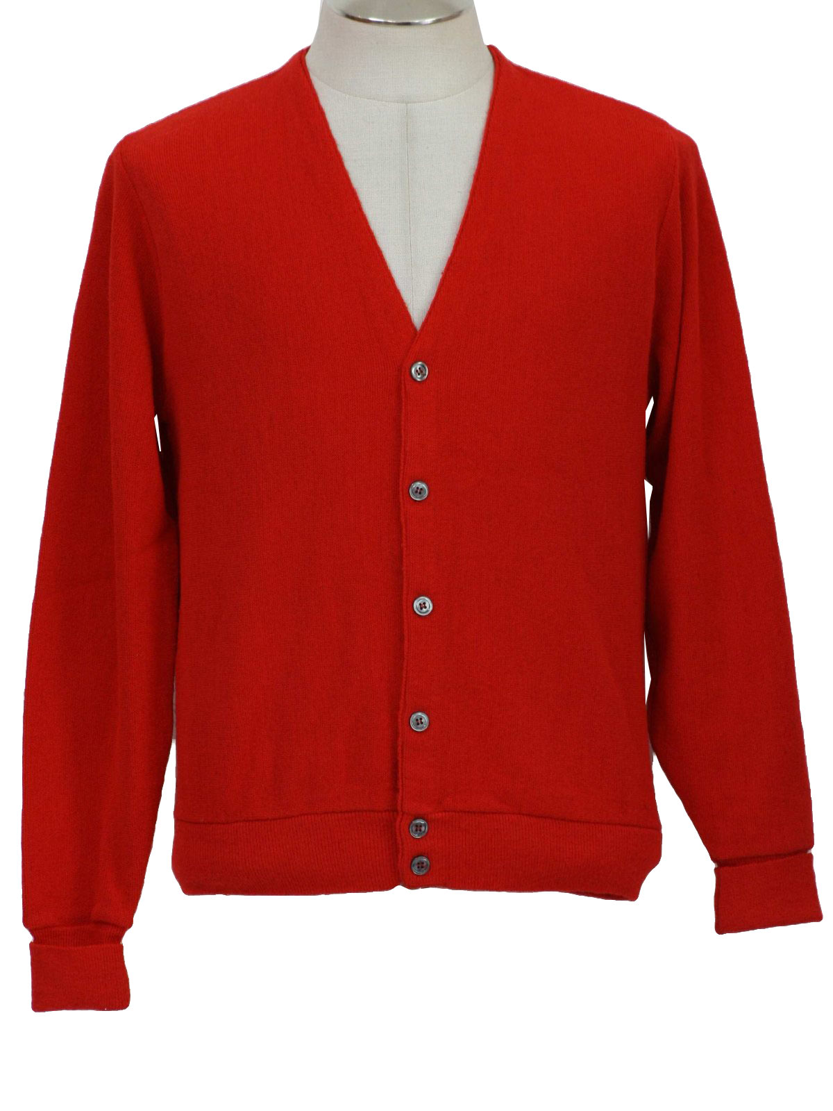 Retro 70's Caridgan Sweater: 70s -Pinnacle- Mens red acrylic longsleeve ...