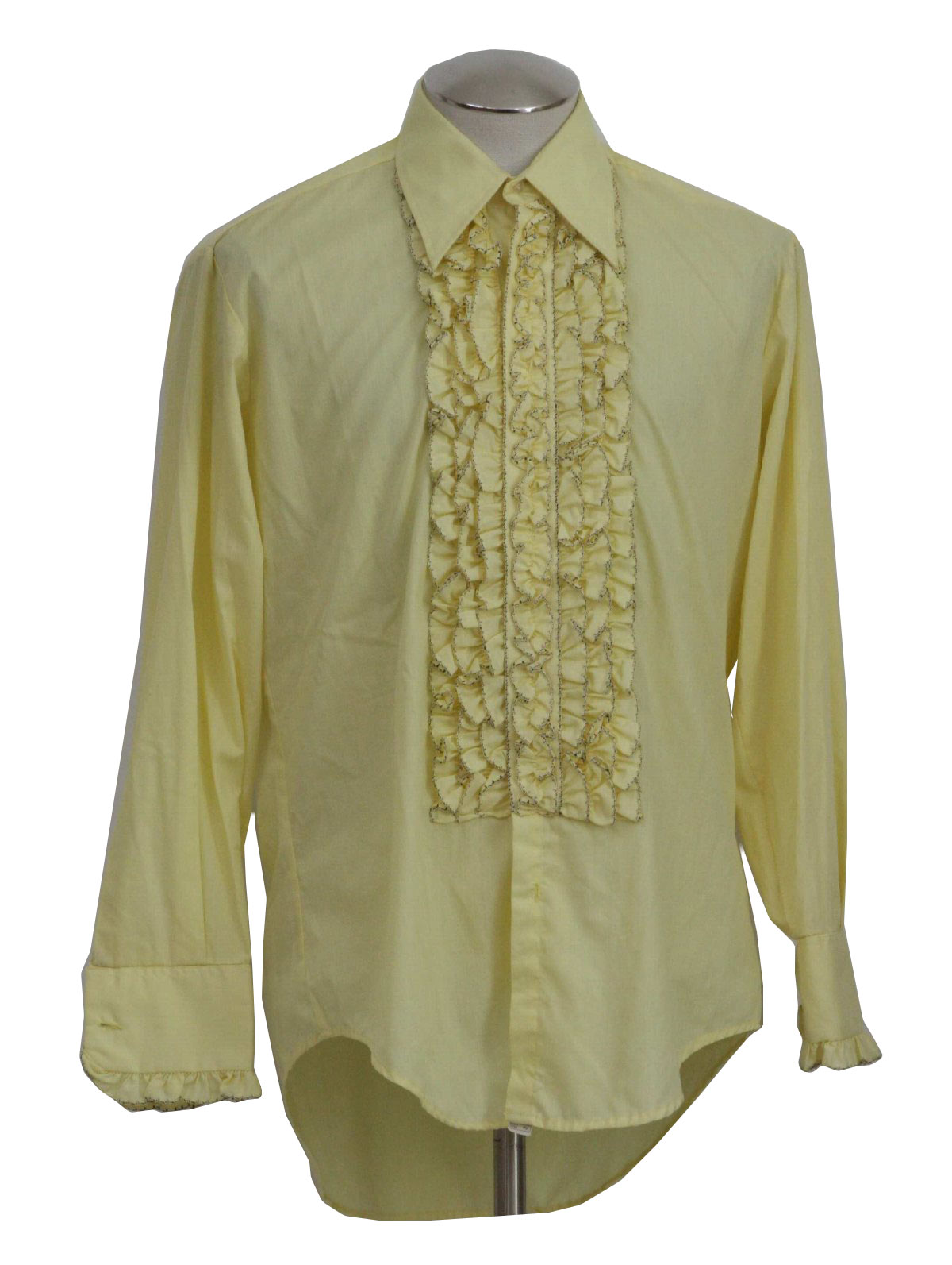 After Six 1970s Vintage Shirt: 70s -After Six- Mens yellow longsleeve ...