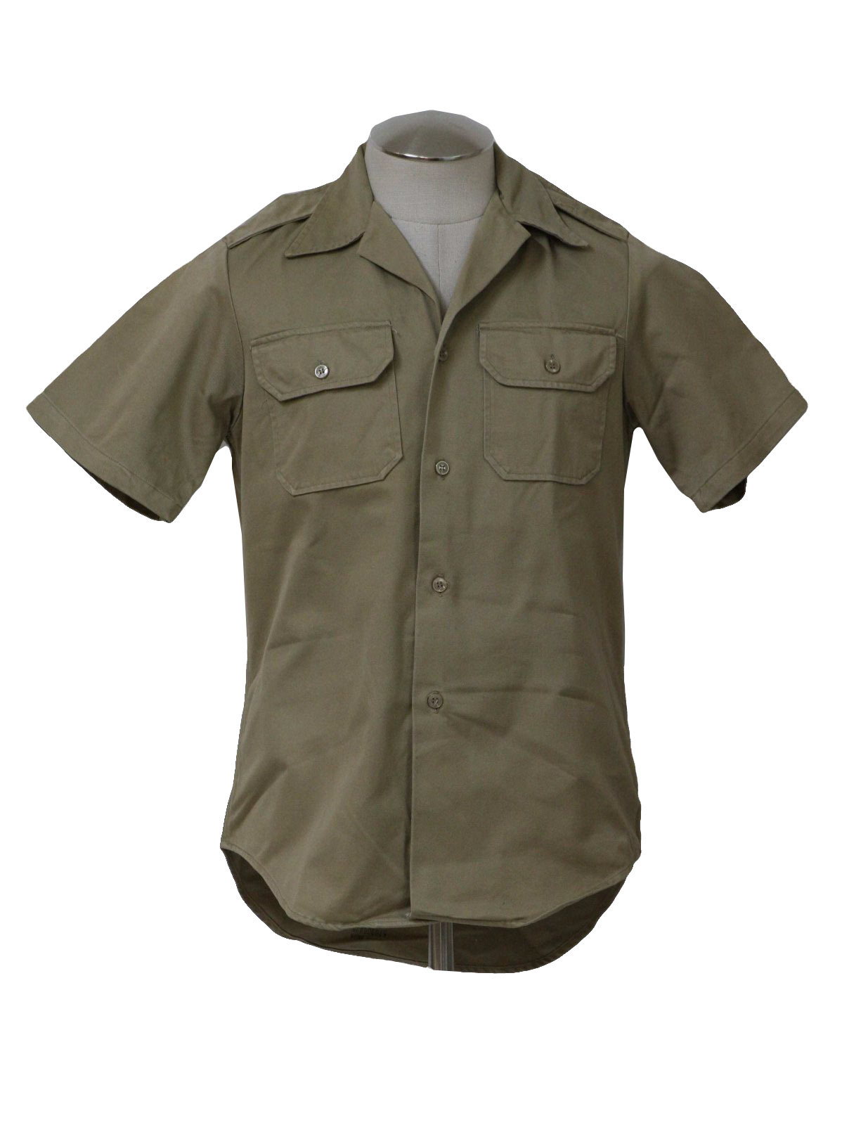 Retro 40s Shirt: Late 40s -No Label- Mens khaki tan cotton twill US ...