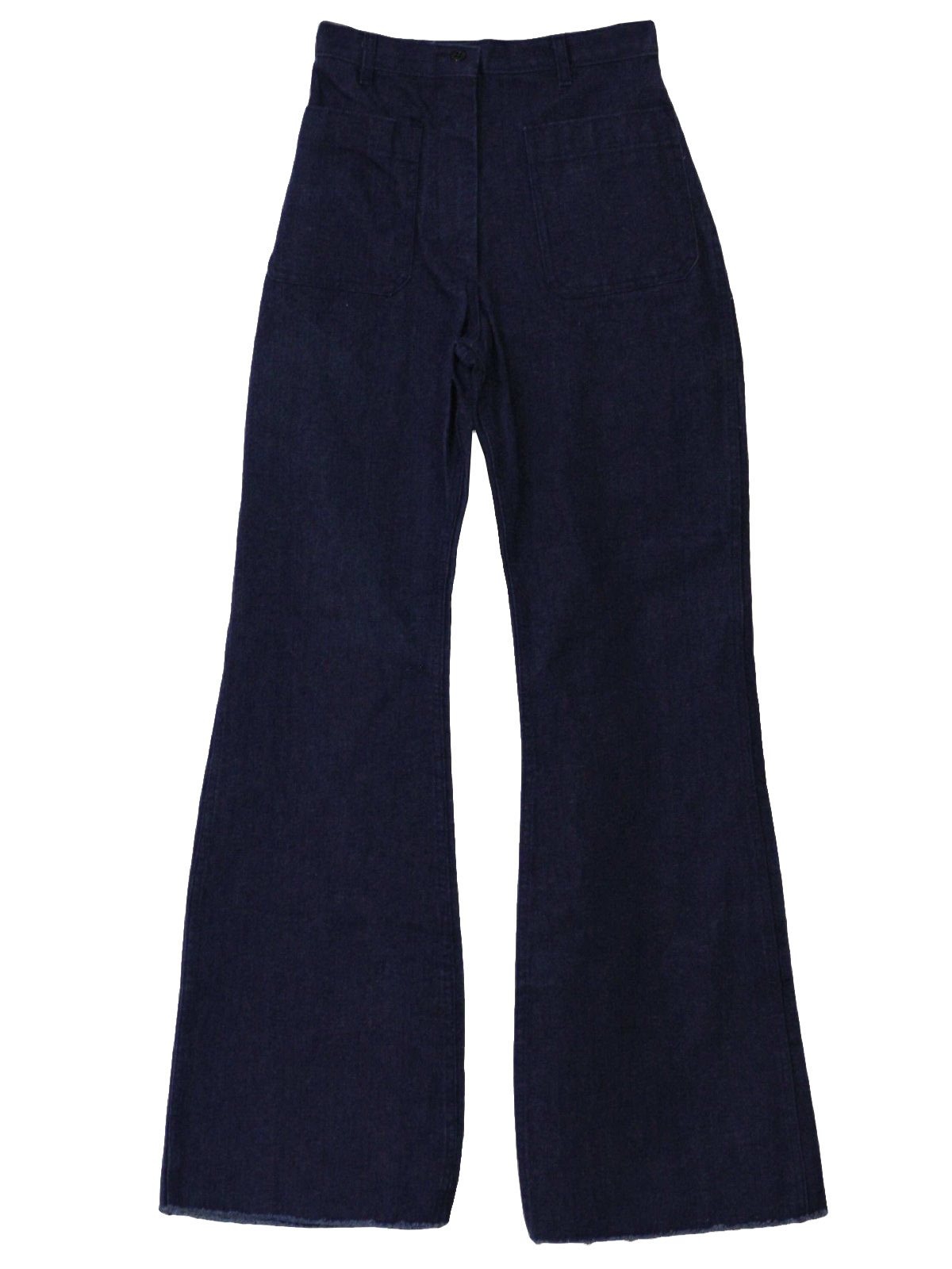 Vintage 70s Bellbottom Pants: 70s -Utility Trousers- Womens dark blue ...