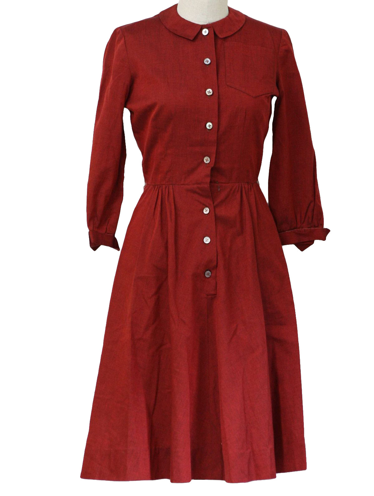 1940's Dress (McMullen): 40s -McMullen- Womens red and black sharkskin ...