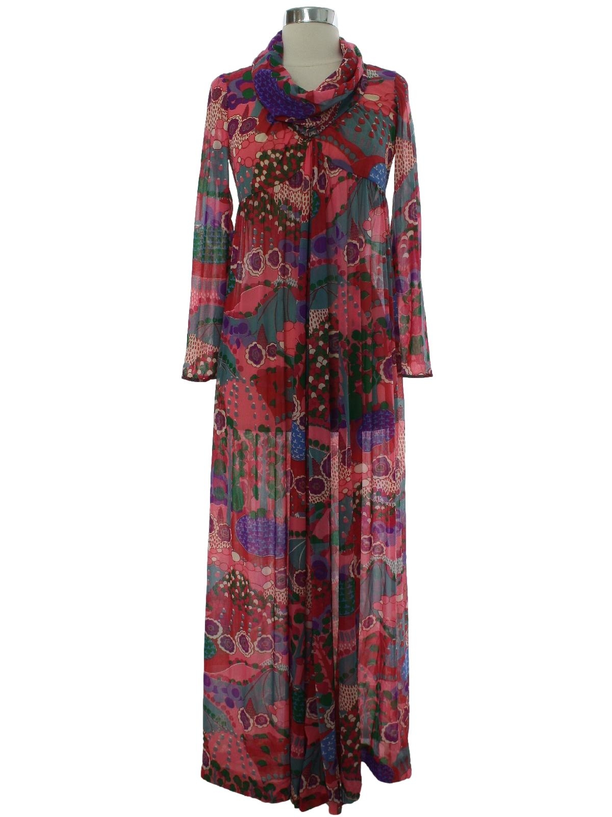 1970's Womens Robert David Morton Designer Hippie Designer Maxi Dress ...