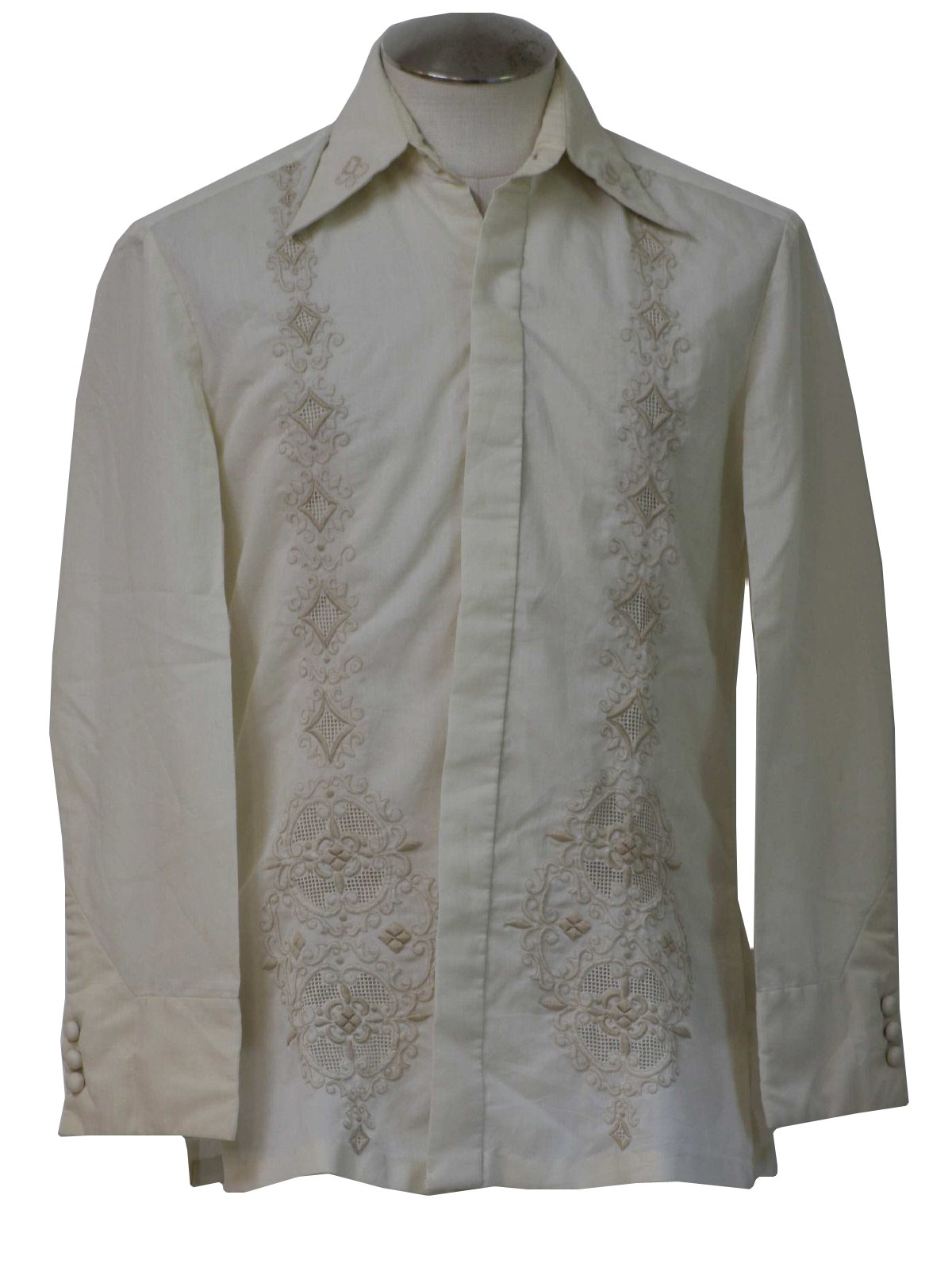 Download 1970's Retro Hippie Shirt: 70s -no label- Mens ivory and ...
