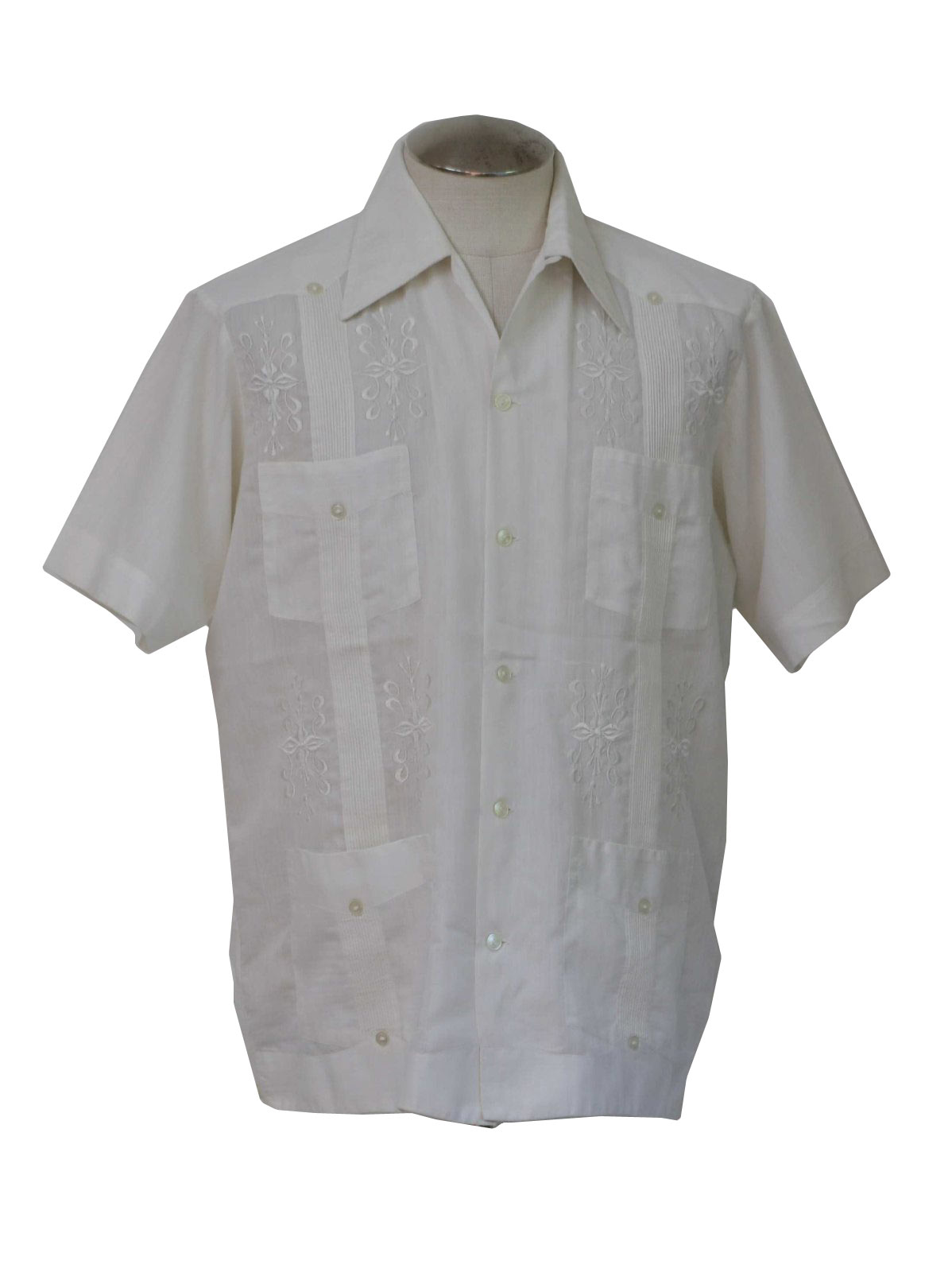 70s Retro Guayabera Shirt: 70s -Yucateca- Mens white cotton and ...