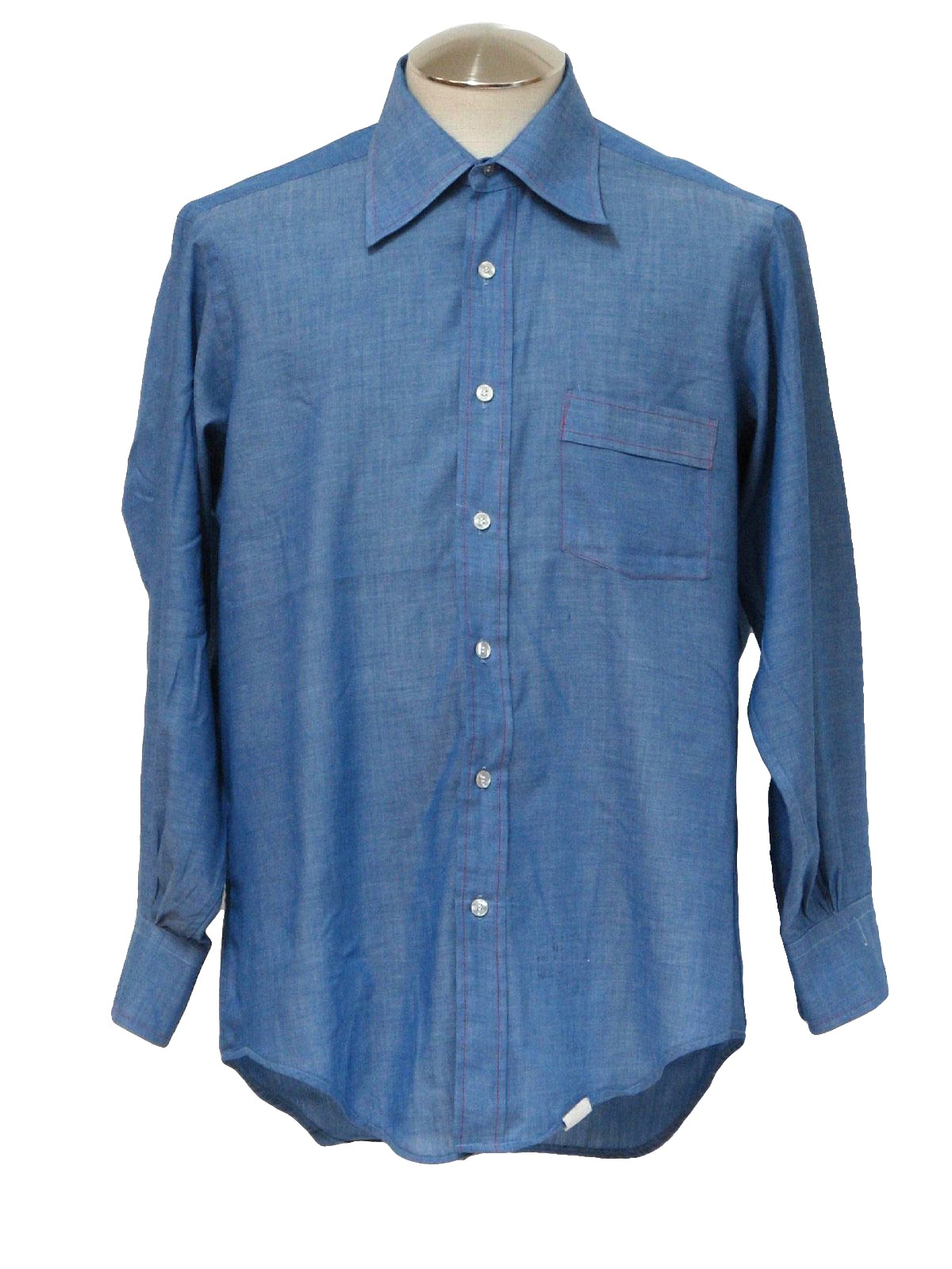 Retro Seventies Shirt: Early 70s -Lathams- Mens blue cotton and ...