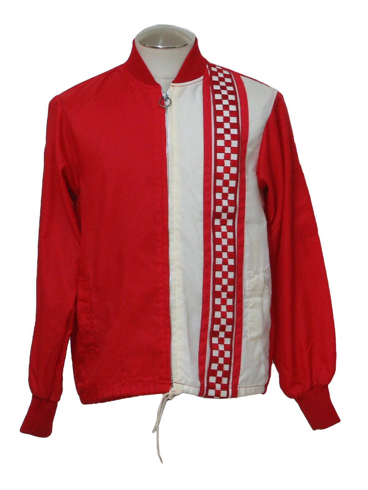 Seventies Vintage Jacket: 70s -no label- Mens red and white nylon ...