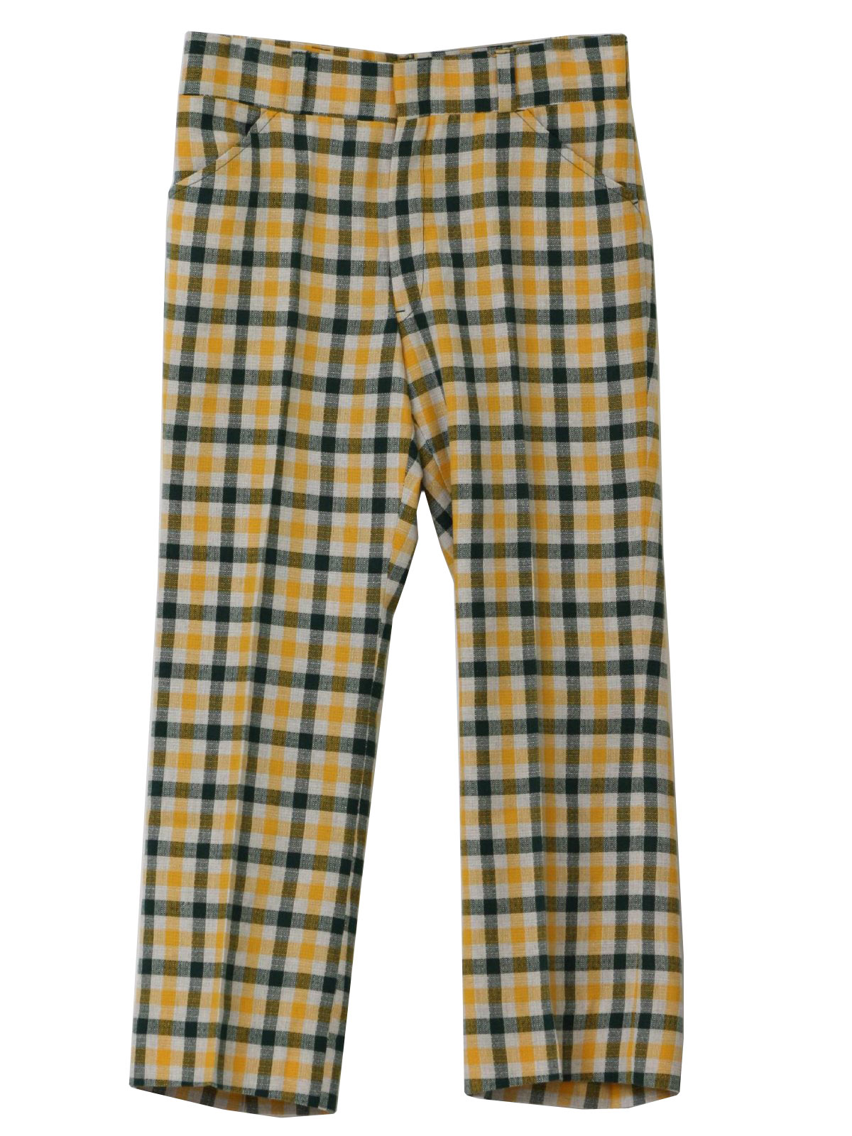 1970's Vintage Asher Pants: 70s -Asher- Mens yellow, green and white ...