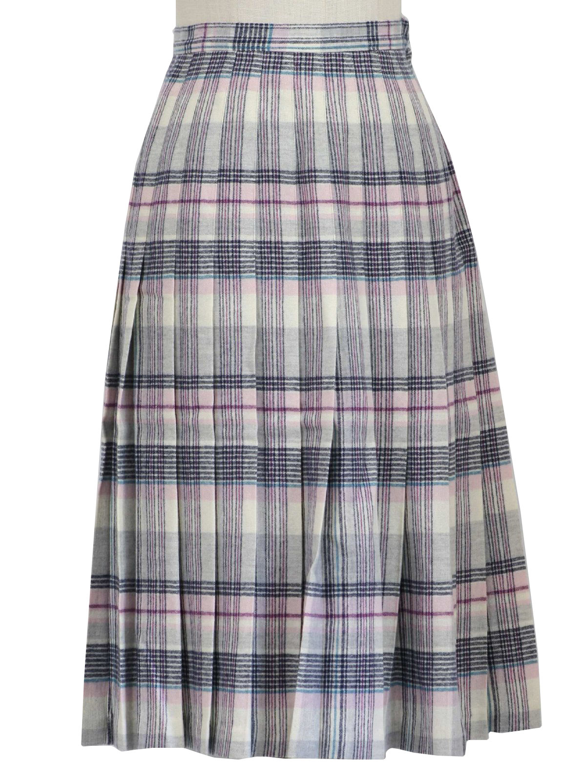 Retro 1980's Plaid Skirt (Pendleton) : 80s -Pendleton- Womens off white ...