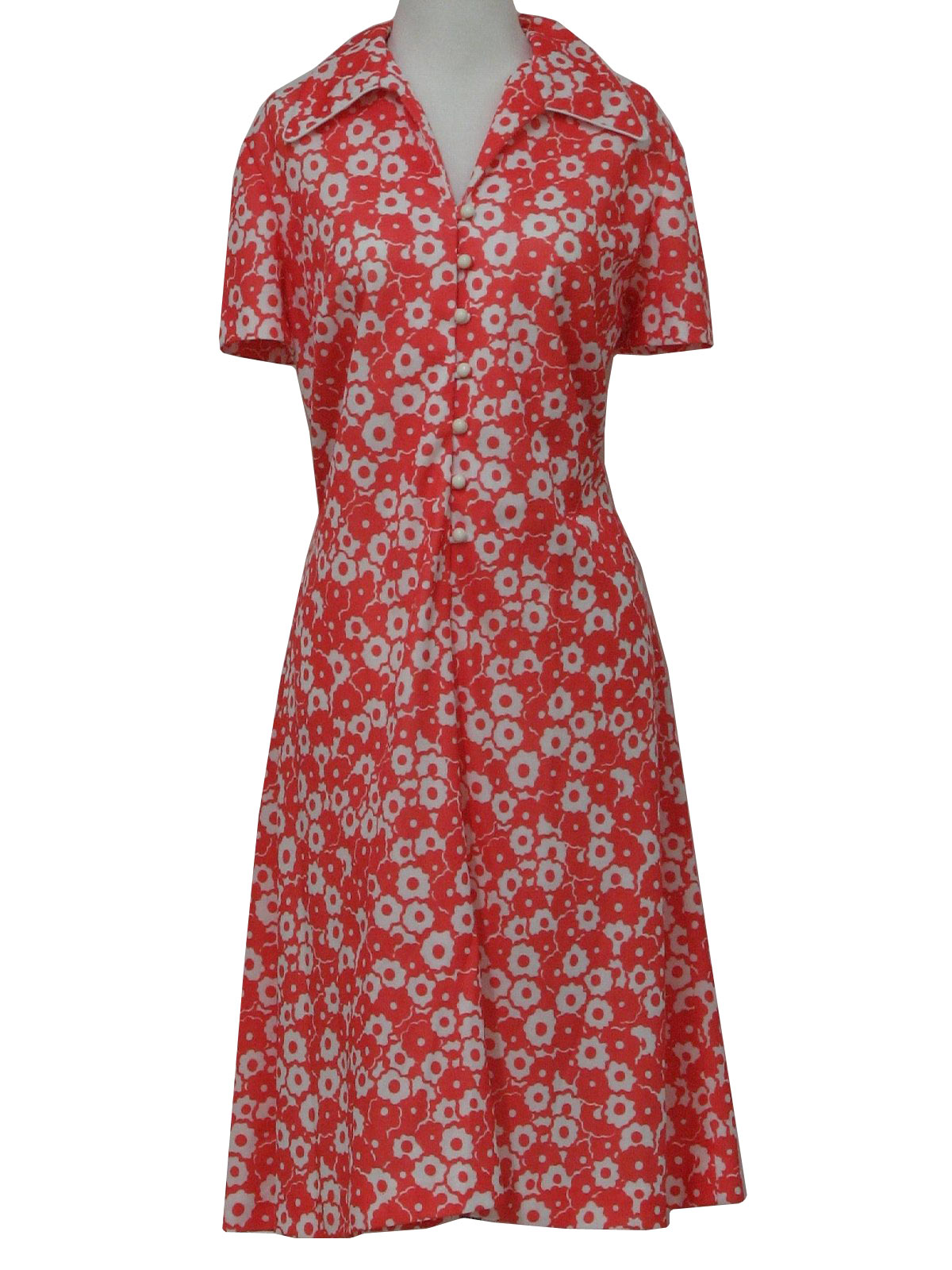 Retro 1970's Dress (Checkaberry) : 70s -Checkaberry- Womens coral and ...