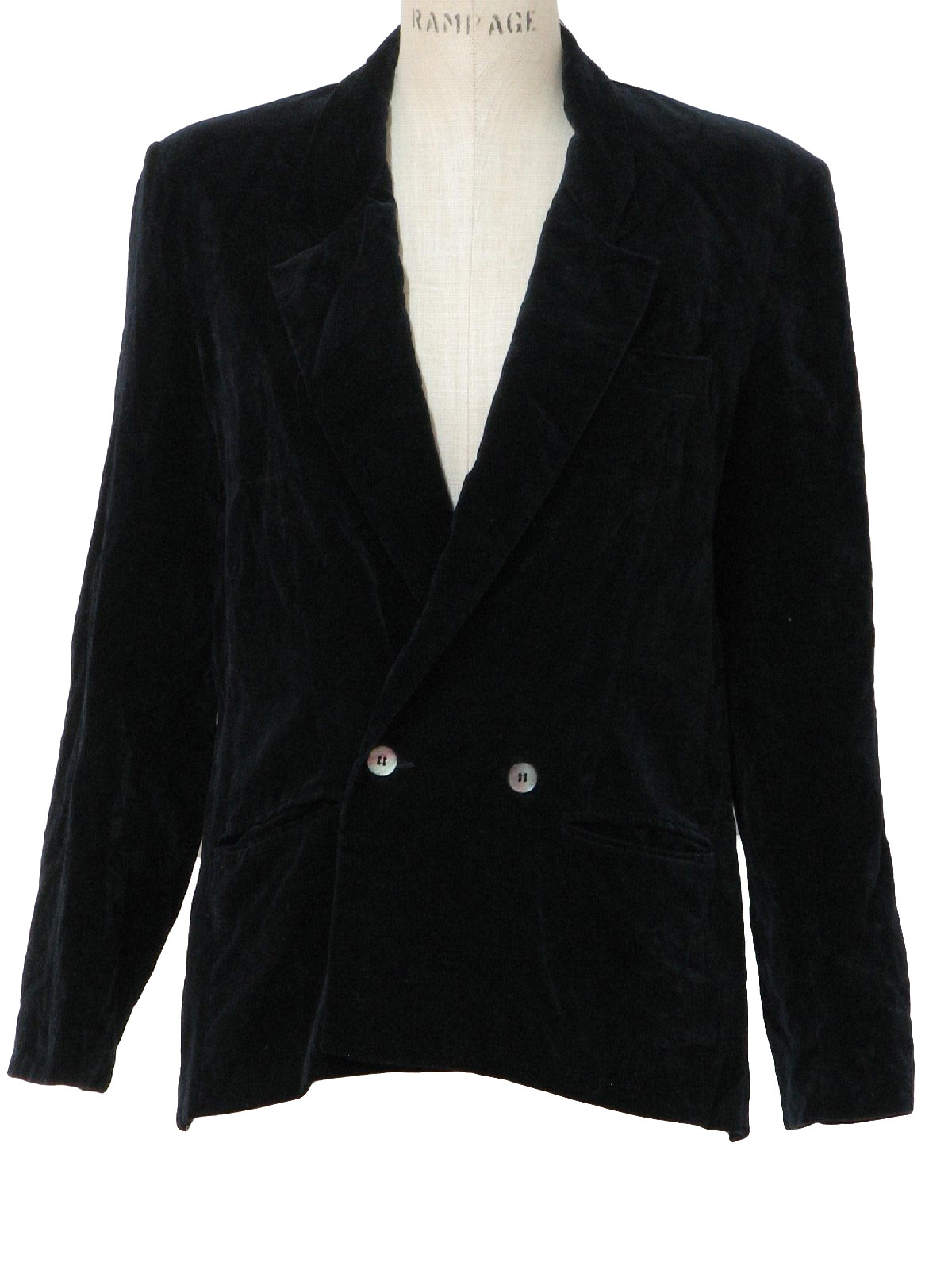 80s Retro Jacket: 80s -Campus Casuals- Womens black cotton velvet tux ...