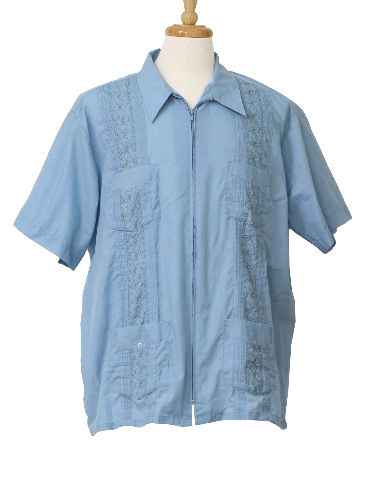 80s Vintage Haband Guayabera Shirt: 80s -Haband- Mens blue cotton and ...