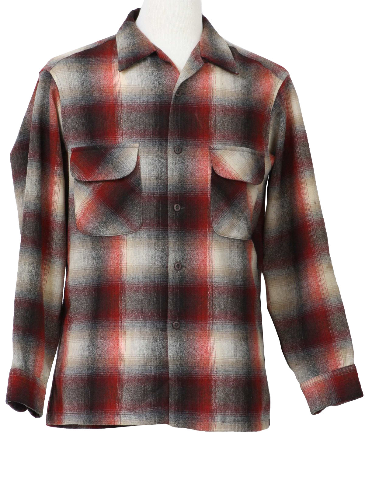 1960's Wool Shirt (Pendleton): 60s -Pendleton- Mens red, cream, smoke ...