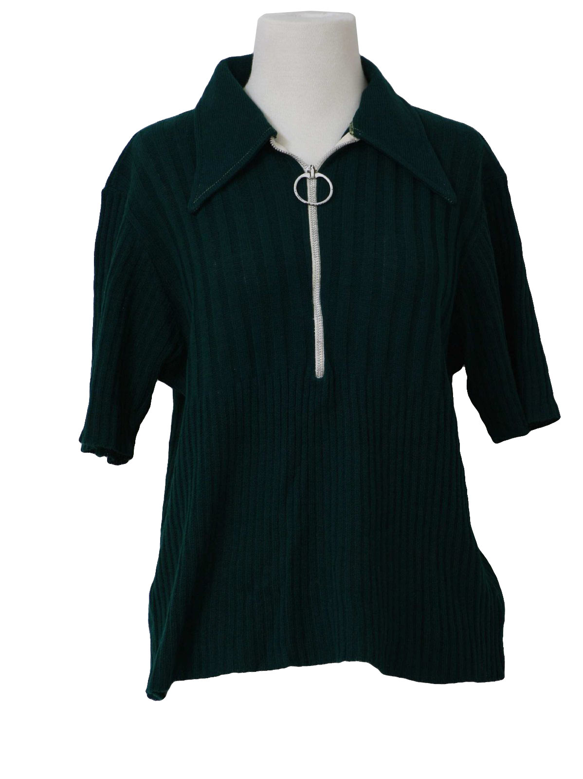 70s Retro Sweater: 70s -no label- Womens hunter green acrylic knit ...