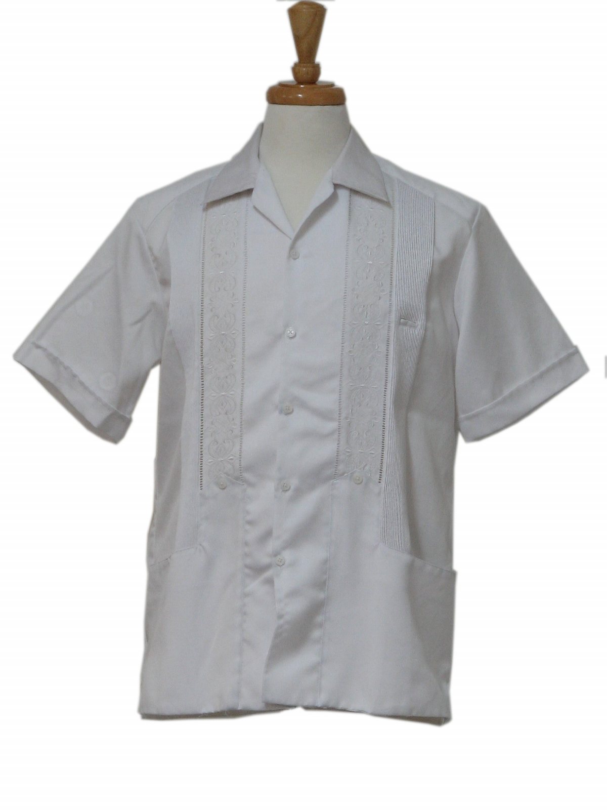1980's Vintage Zava Guayabera Shirt: 80s -Zava- Mens white polyester ...