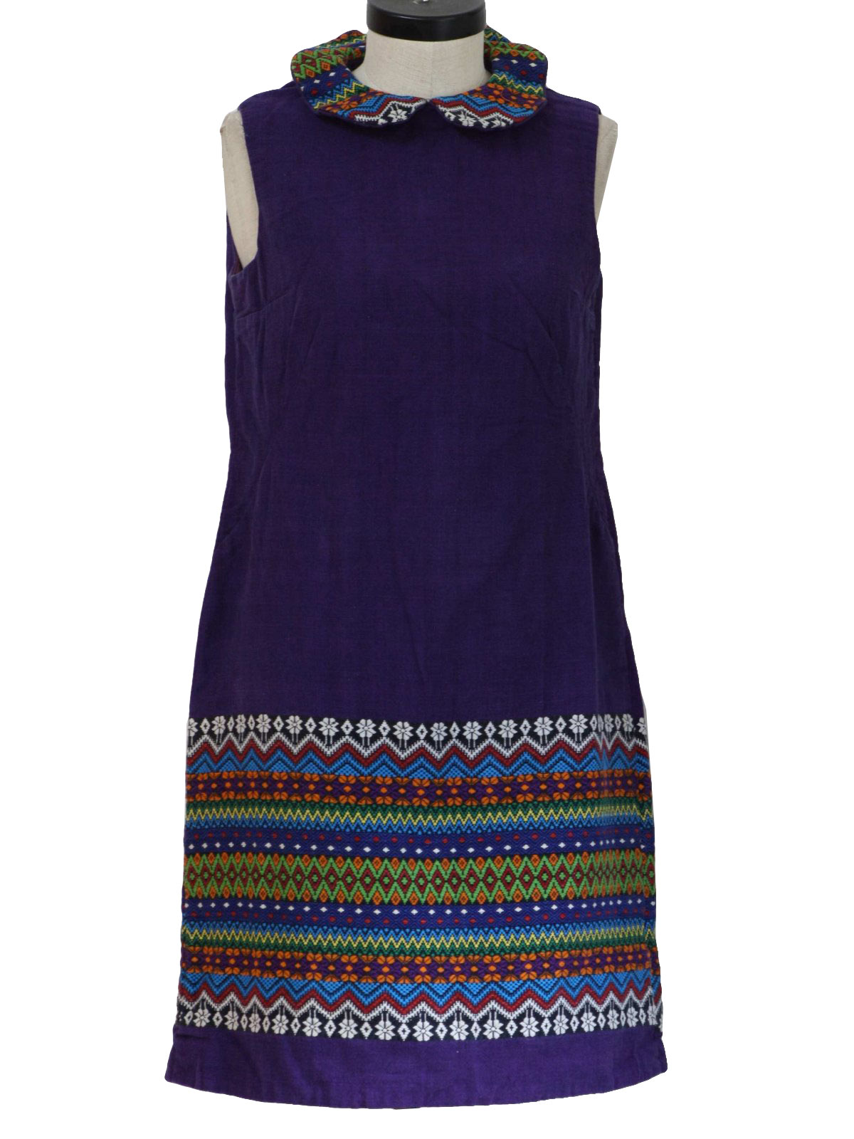 no label 70's Vintage Dress: 70s -no label- Womens purple with bright ...