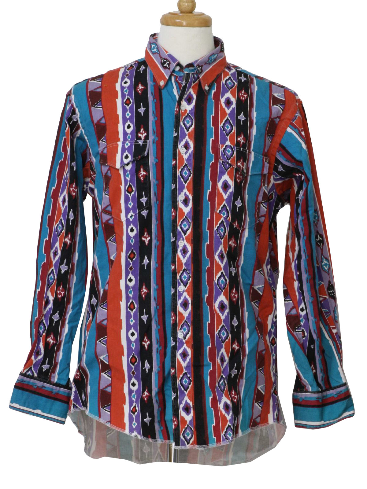 90's Vintage Western Shirt: 90s -Wrangler- Mens coral red, violet, rust ...