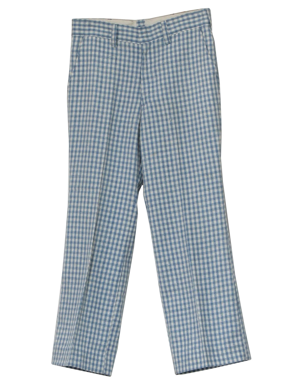 1970s Vintage Pants: 70s -Kings Road- Mens light blue, white and faint ...