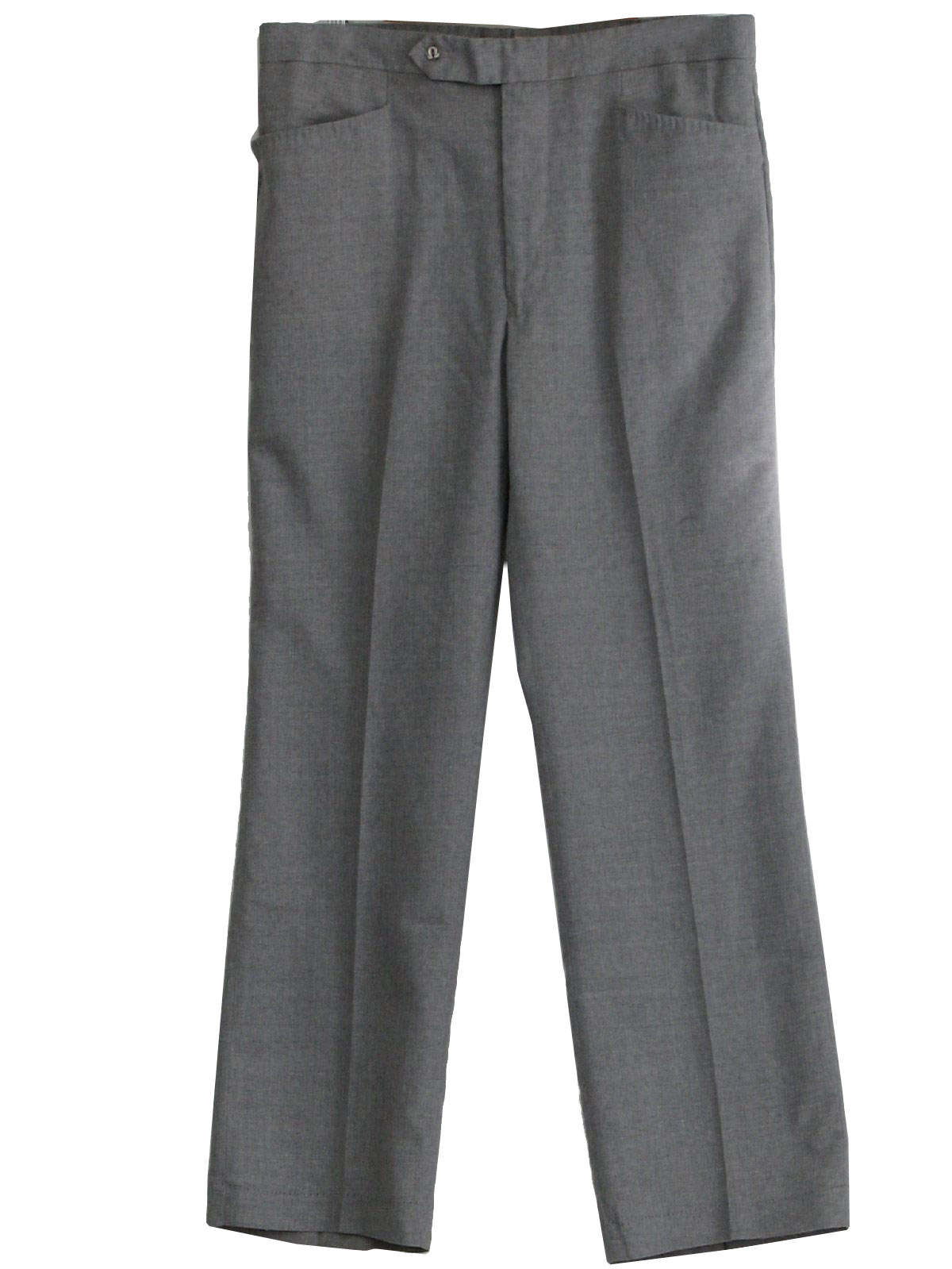 1970's Pants: 70s -no label- Mens heather grey polyester and wool blend ...