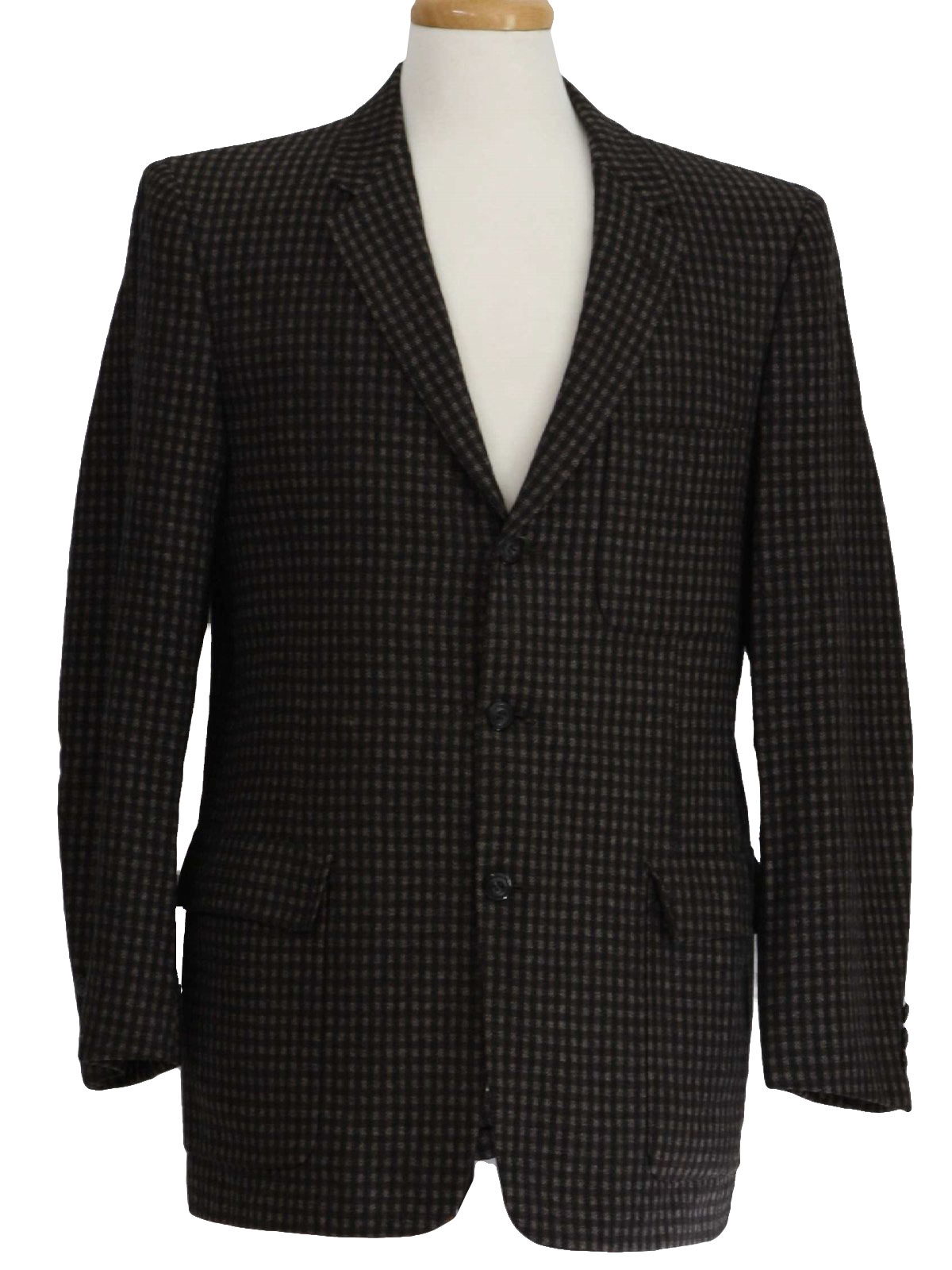 Vintage 1960's Jacket: 60s -Doncaster- Mens taupe, black and grey wool ...