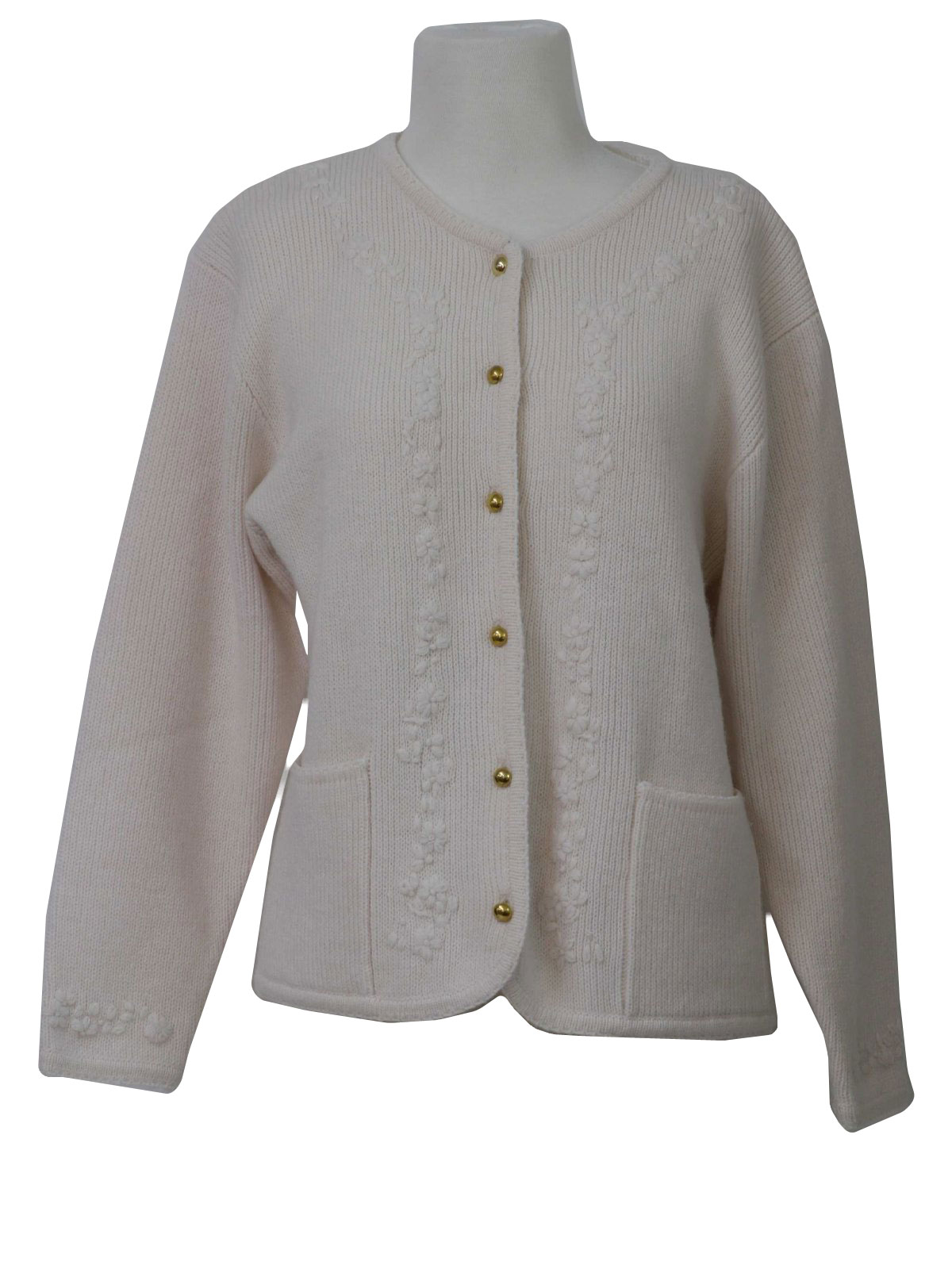 Seventies Vintage Caridgan Sweater: 70s -no label- Womens pale blush ...