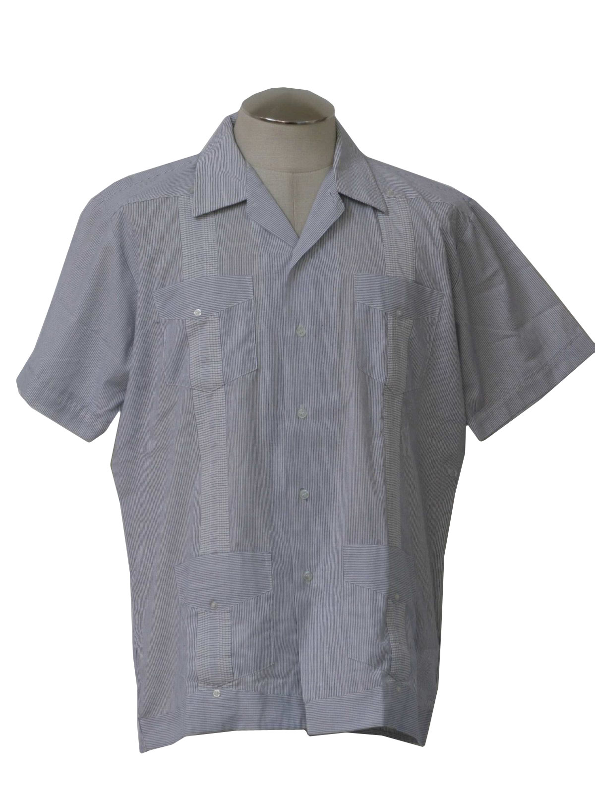 1980's Vintage Bandolero Guayabera Shirt: 80s -Bandolero- Mens blue and ...