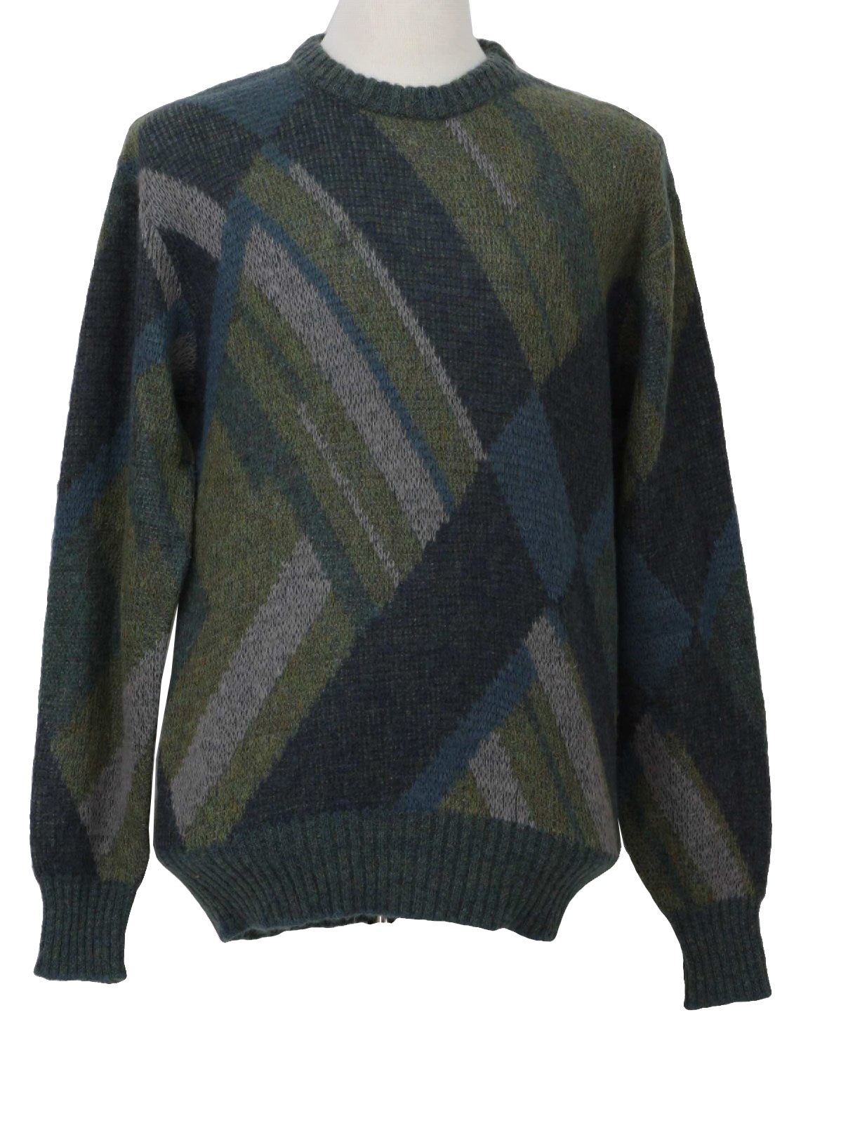 80s Retro Sweater: 80s -Kennington- Mens shaded green, blue, yellow and ...