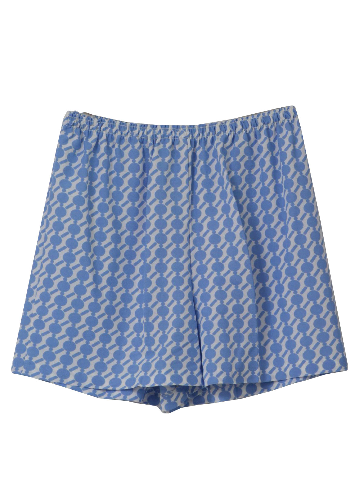 1970's Retro Shorts: 70s -Home Sewn- Womens blue and white geometric ...