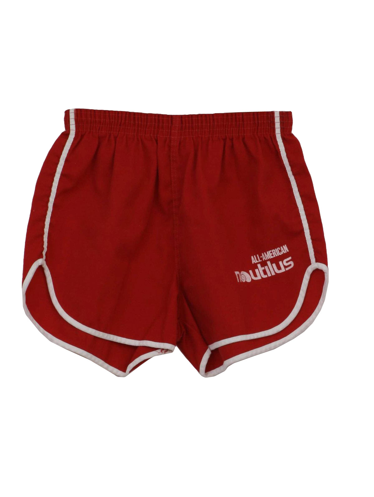 Vintage 1980's Shorts: 80s -Gym Shorts- Mens red and white polyester ...