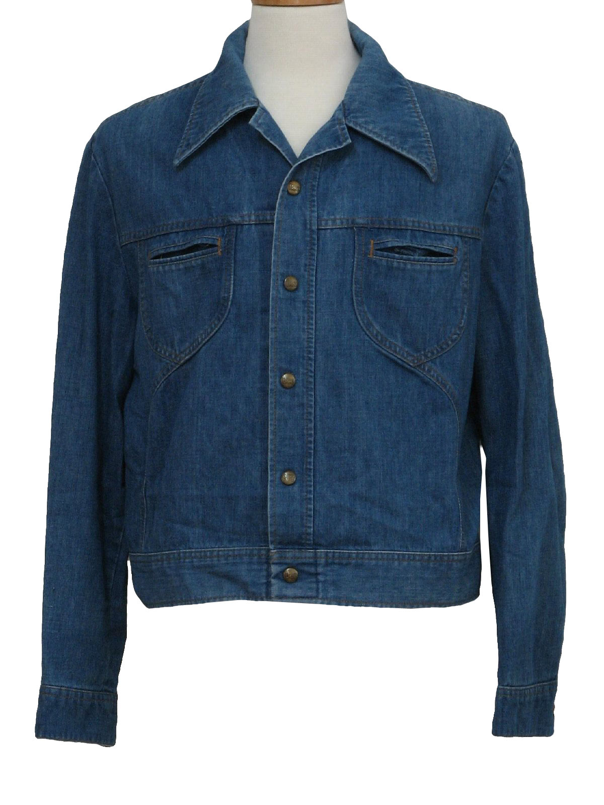 1970's Retro Jacket: 70s -Lee- Mens faded blue cotton denim hippie ...