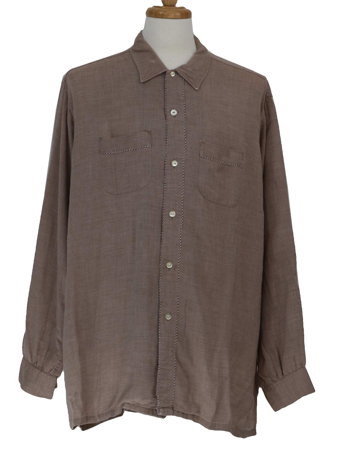 Retro 1960s Shirt: 60s -Bayard- Mens blended cotton longsleeve shirt ...
