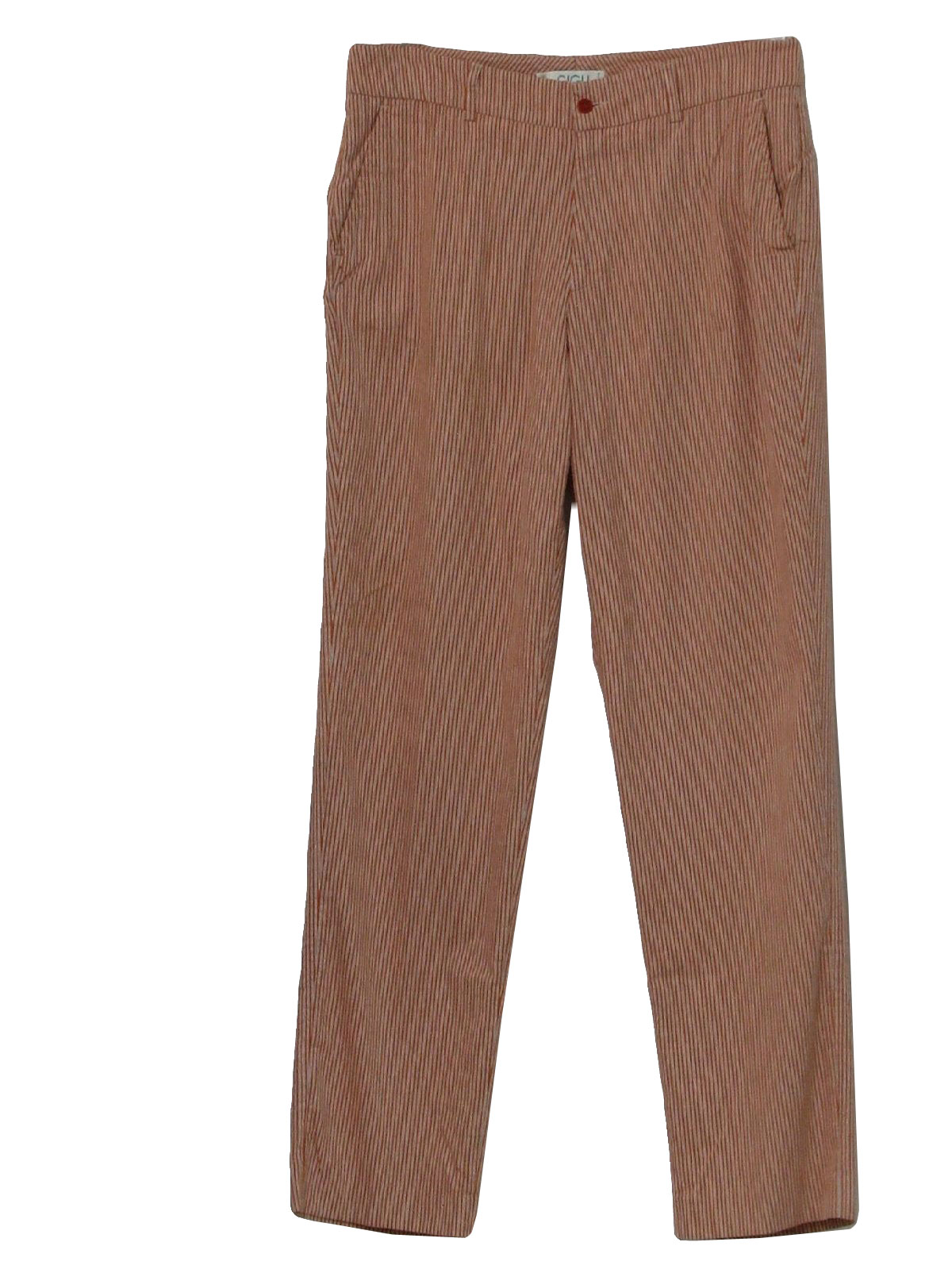 Vintage 1980's Pants: 80s -Gigli- Mens orange and white vertical stripe ...
