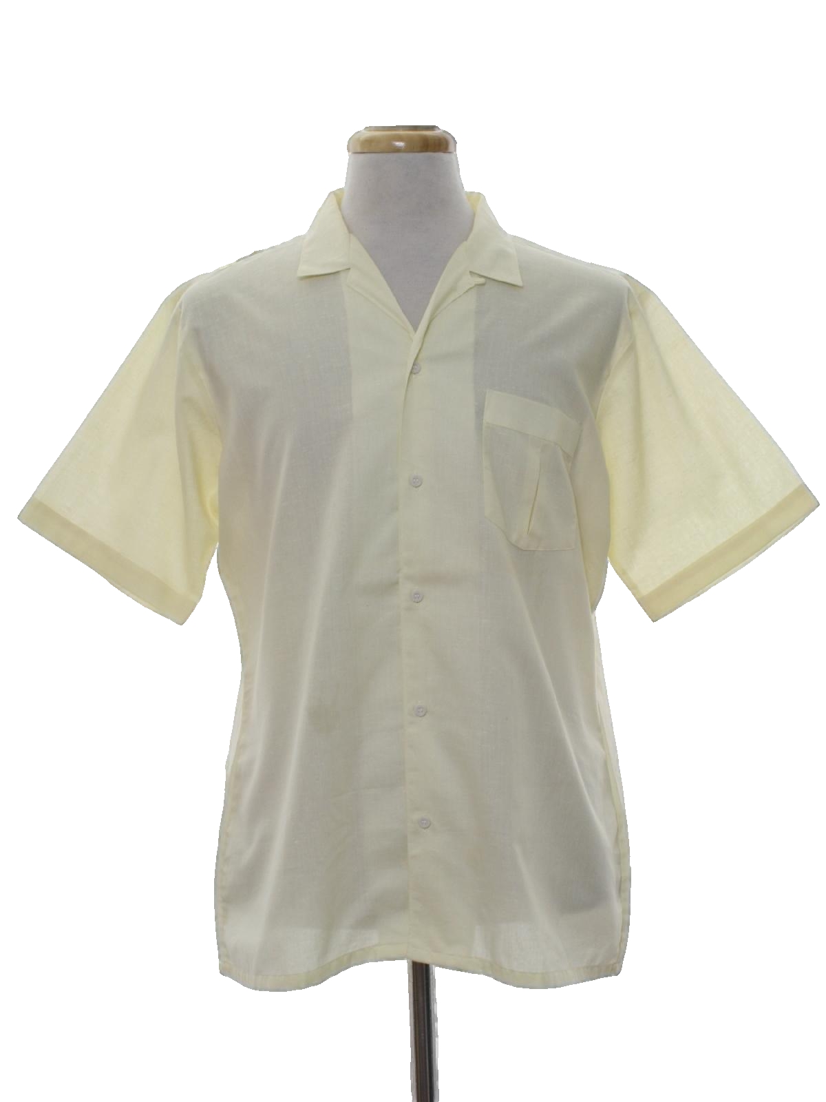 Vintage 60s Shirt: 60s style (made in 80s) -Arrow- Mens cream polyester ...