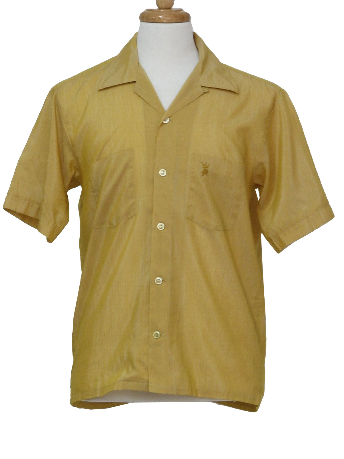 60s Shirt (Sears): 60s -Sears- Mens sandy gold polyester and cotton ...
