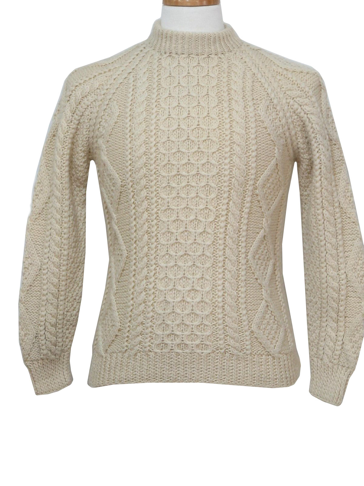Retro 70s Sweater (Aubergine) : 70s -Aubergine- Mens cream natural wool ...
