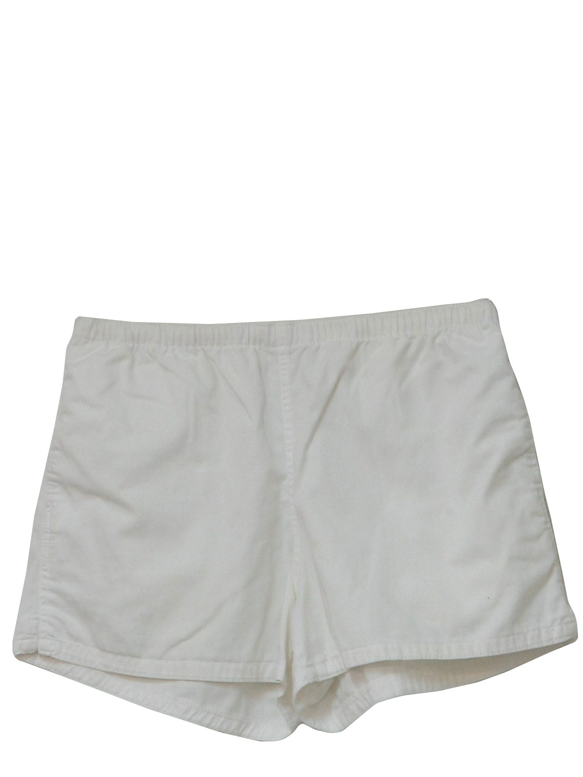 80's Vintage Shorts: 80s -Action- Mens white cotton twill, elastic and ...