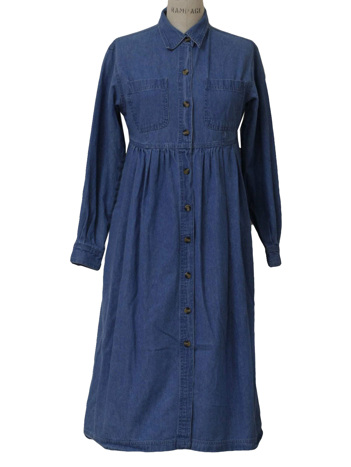 1980s Fads Dress: 80s -Fads- Womens longsleeve, denim blue, cotton ...