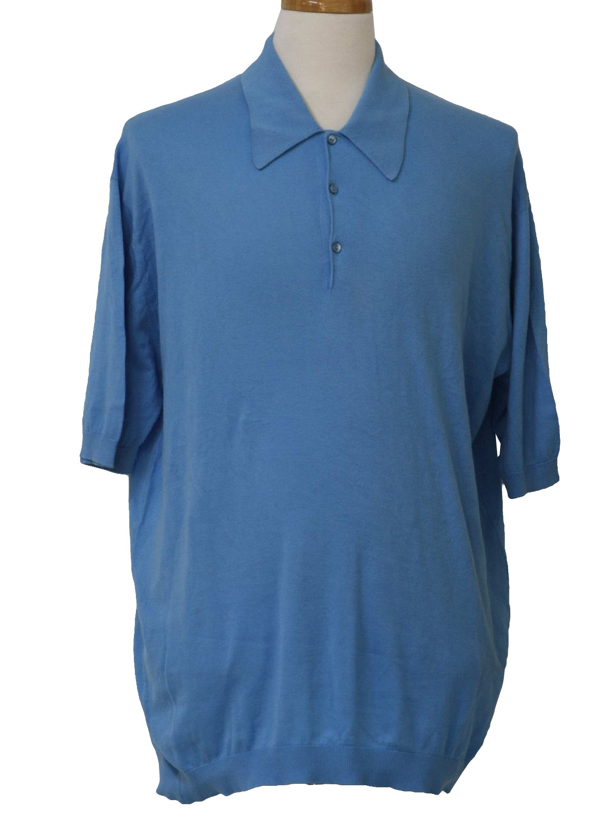 Vintage 80s Knit Shirt: 80s -made in England- Mens sky blue light ...