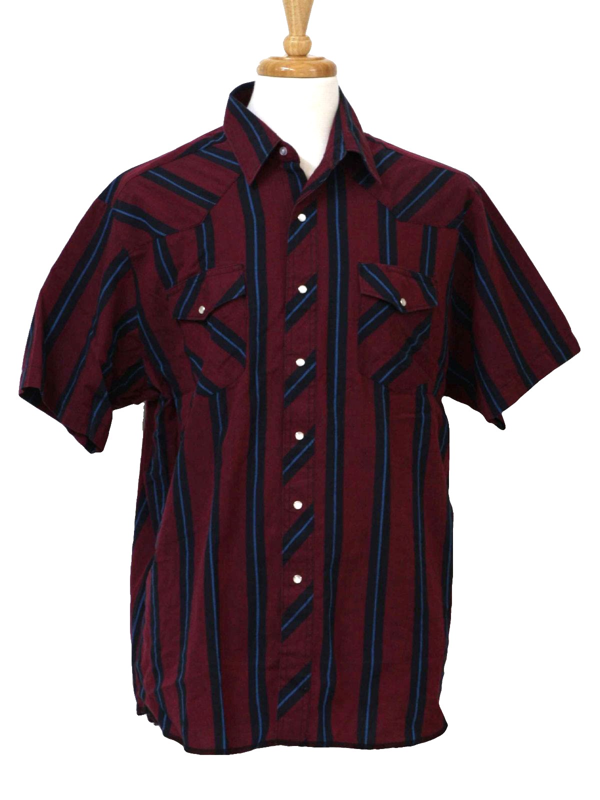 Retro 90's Western Shirt: 90s -Wrangler- Mens wine, black and teal blue ...