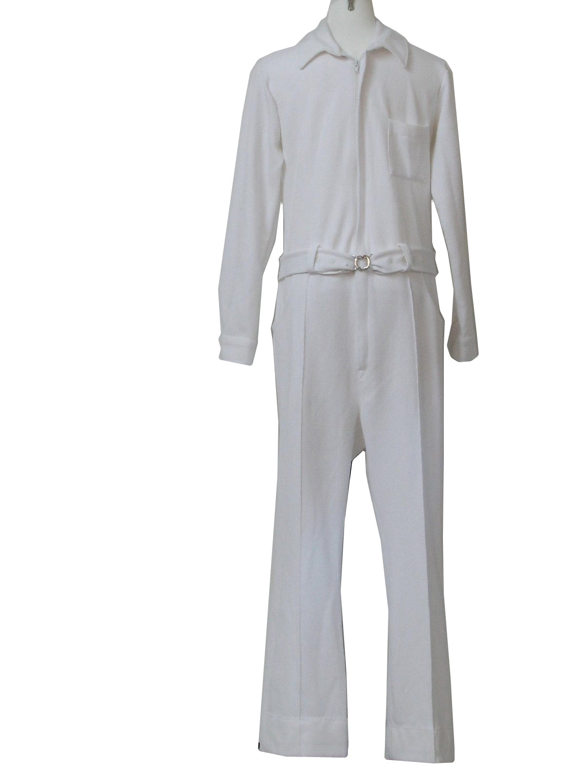 Vintage 70s Suit: 70s -LeVoys- Mens solid white double knit polyester ...
